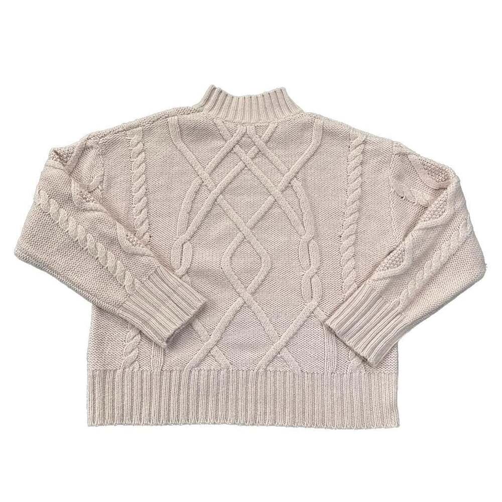 Women's GAP Long Sleeve Blush Pink Cable High Neck Mock Sweater Size L - Picture 2 of 10